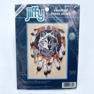 Dimensions Sunset Jiffy Wolf Spirit Counted Cross Stitch Kit #16694 5"x7" SEALED